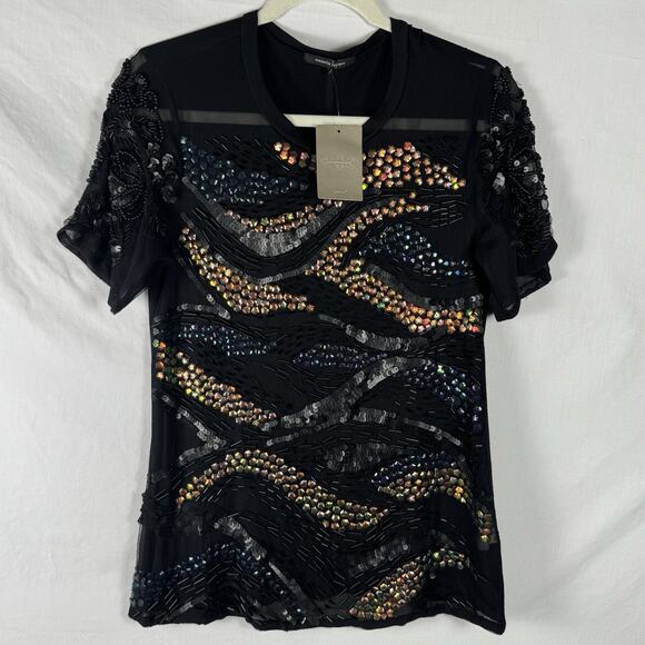 Anthropologie Nanette Lepore XS Beaded Short Sleeve Top NWT Designer - Picture 1 of 10